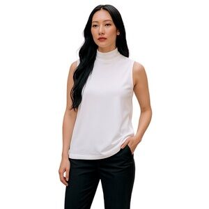 Club Monaco White Sleeveless Polo Tank Top | size medium